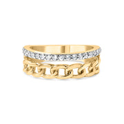 Bids.com 10K Yellow Gold 1/5 Cttw Diamond Cuban Link Ring Band (I-J Color, I2-I3 Clarity) - Size 7 Rings