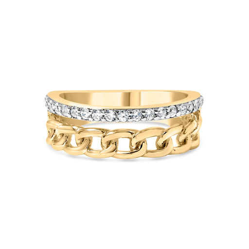 Bids.com 10K Yellow Gold 1/5 Cttw Diamond Cuban Link Ring Band (I-J Color, I2-I3 Clarity) - Size 7 Rings