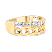 Bids.com 10K Yellow Gold 1/5 Cttw Diamond Cuban Link Ring Band (I-J Color, I2-I3 Clarity) - Size 7 Rings