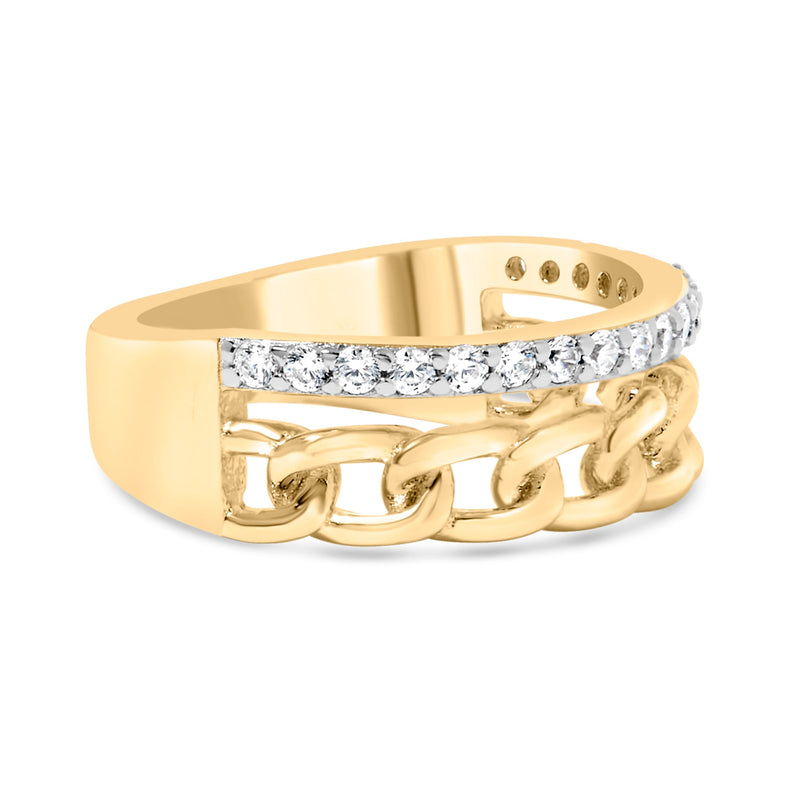 Bids.com 10K Yellow Gold 1/5 Cttw Diamond Cuban Link Ring Band (I-J Color, I2-I3 Clarity) - Size 7 Rings