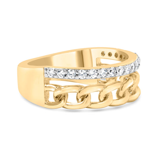 Bids.com 10K Yellow Gold 1/5 Cttw Diamond Cuban Link Ring Band (I-J Color, I2-I3 Clarity) - Size 7 Rings