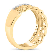 Bids.com 10K Yellow Gold 1/5 Cttw Diamond Cuban Link Ring Band (I-J Color, I2-I3 Clarity) - Size 7 Rings