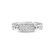 Bids.com .925 Sterling Silver 1/5 Cttw Diamond ID and Cuban Link Band Ring (I-J Color, I2-I3 Clarity) - Ring Size 6 Rings
