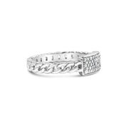 Bids.com .925 Sterling Silver 1/5 Cttw Diamond ID and Cuban Link Band Ring (I-J Color, I2-I3 Clarity) - Ring Size 6 Rings