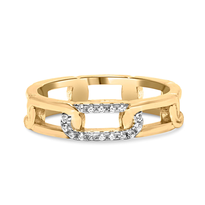 Bids.com 10K Yellow Gold Diamond Accent Paperclip Band Ring (I-J Color, I2-I3 Clarity) - Size 7 Rings