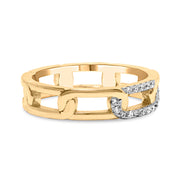 Bids.com 10K Yellow Gold Diamond Accent Paperclip Band Ring (I-J Color, I2-I3 Clarity) - Size 7 Rings