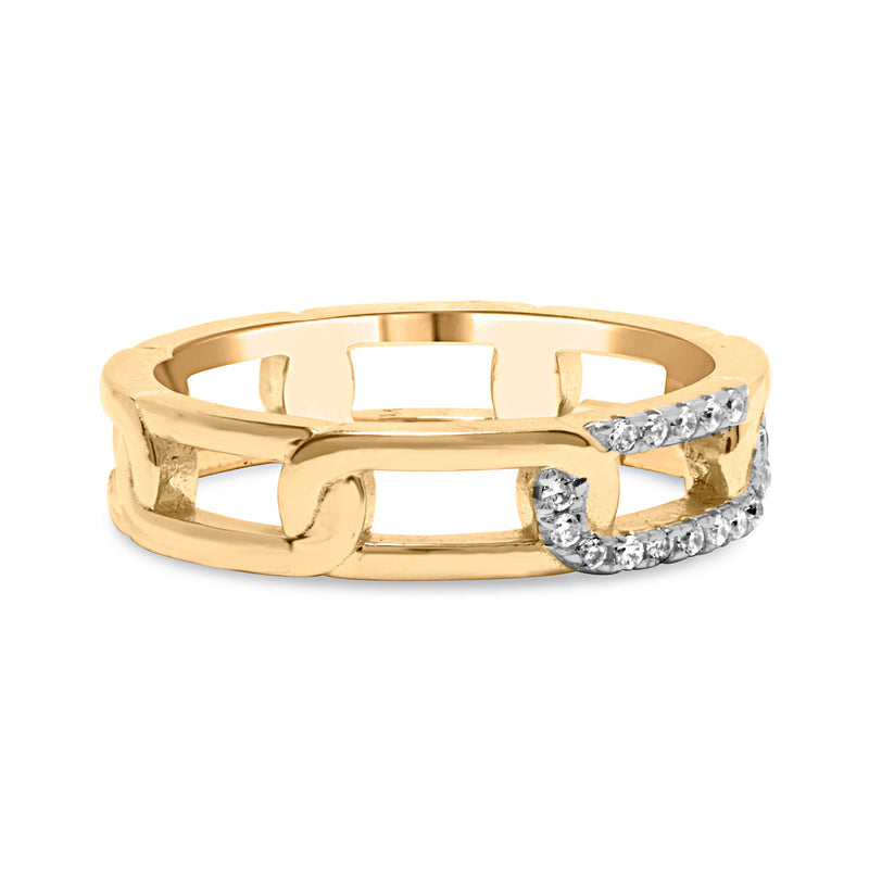 Bids.com 10K Yellow Gold Diamond Accent Paperclip Band Ring (I-J Color, I2-I3 Clarity) - Size 7 Rings
