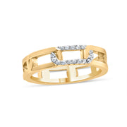 Bids.com 10K Yellow Gold Diamond Accent Paperclip Band Ring (I-J Color, I2-I3 Clarity) - Size 7 Rings