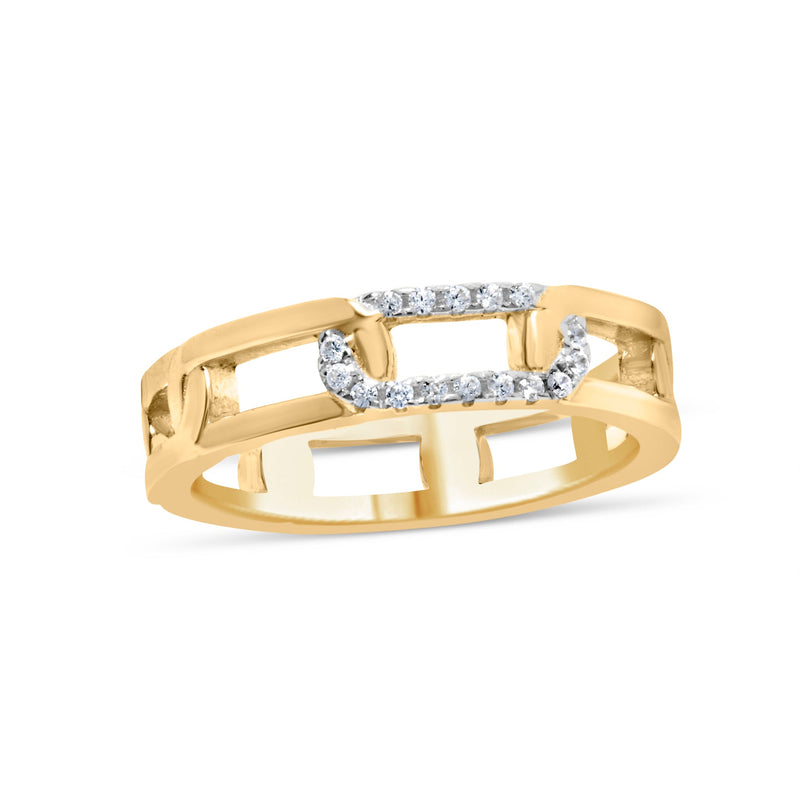 Bids.com 10K Yellow Gold Diamond Accent Paperclip Band Ring (I-J Color, I2-I3 Clarity) - Size 7 Rings