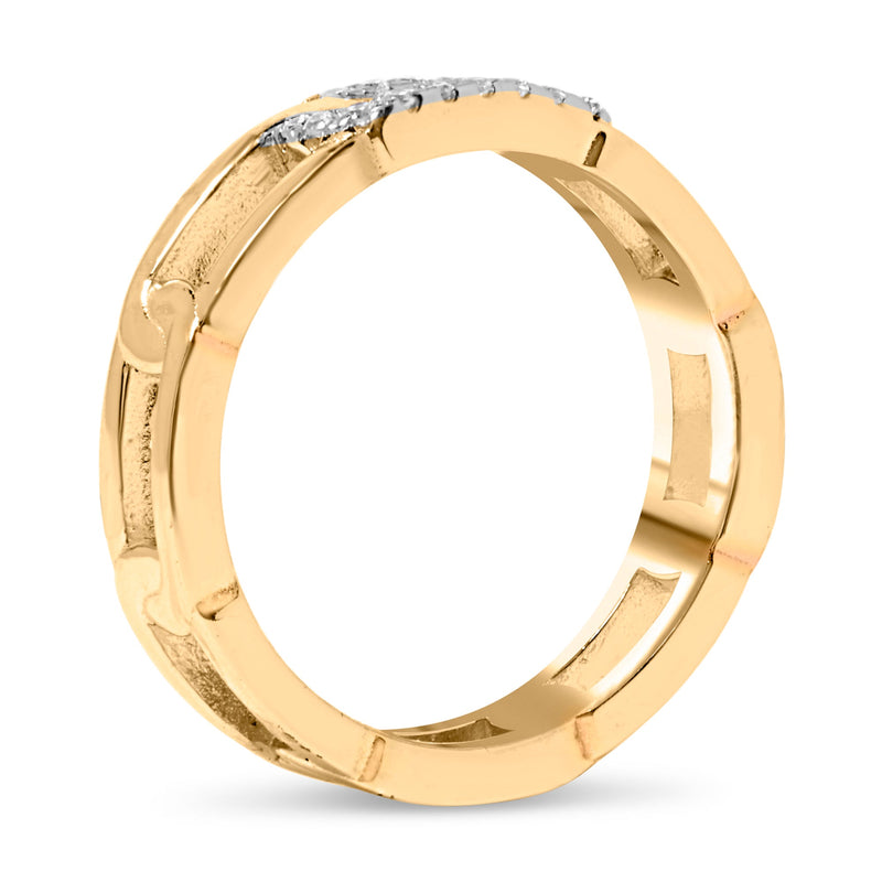 Bids.com 10K Yellow Gold Diamond Accent Paperclip Band Ring (I-J Color, I2-I3 Clarity) - Size 7 Rings