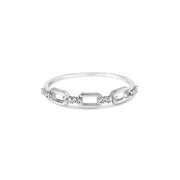 Bids.com .925 Sterling Silver Diamond Accent Paperclip Band Ring (I-J Color, I2-I3 Clarity) - Ring Size 6 Rings