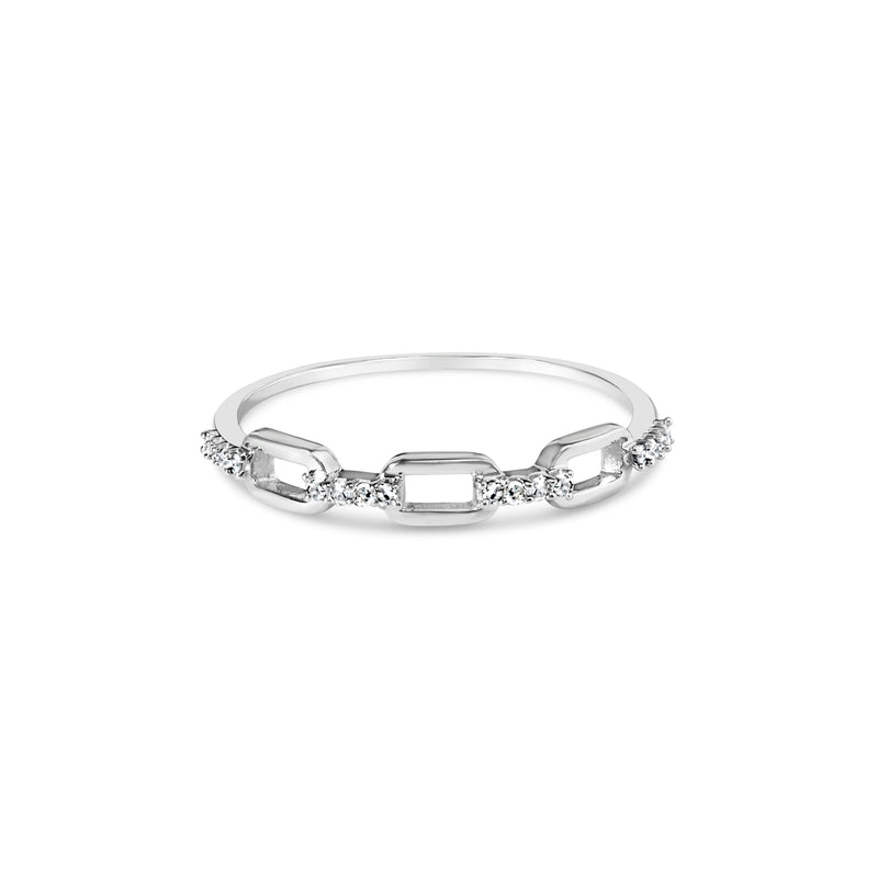 Bids.com .925 Sterling Silver Diamond Accent Paperclip Band Ring (I-J Color, I2-I3 Clarity) - Ring Size 6 Rings