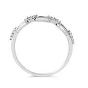 Bids.com .925 Sterling Silver Diamond Accent Paperclip Band Ring (I-J Color, I2-I3 Clarity) - Ring Size 6 Rings