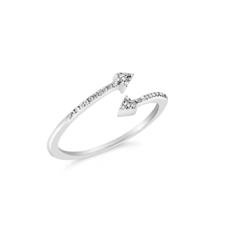Bids.com .925 Sterling Silver 1/5 Cttw Diamond Double Arrowhead Open Ring (I-J Color, I2-I3 Clarity) - Ring Size 6 Rings