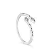 Bids.com .925 Sterling Silver 1/5 Cttw Diamond Double Arrowhead Open Ring (I-J Color, I2-I3 Clarity) - Ring Size 6 Rings