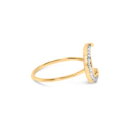 Bids.com 10K Yellow Gold 1/10 Cttw Diamond Crescent Moon Ring (I-J Color, I1-I2 Clarity) - Ring Size 6 Rings