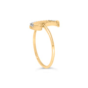 Bids.com 10K Yellow Gold 1/10 Cttw Diamond Crescent Moon Ring (I-J Color, I1-I2 Clarity) - Ring Size 6 Rings