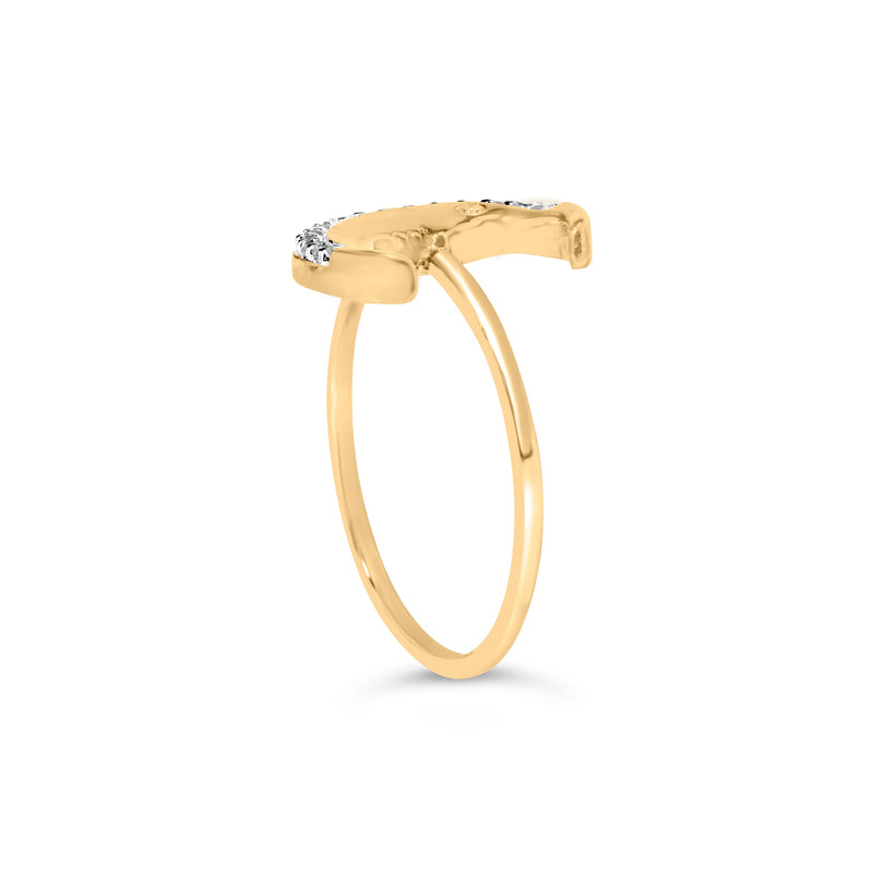 Bids.com 10K Yellow Gold 1/10 Cttw Diamond Crescent Moon Ring (I-J Color, I1-I2 Clarity) - Ring Size 6 Rings