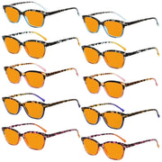 eyekeeper.com 10 Pack Orange Lens Cat Eye Blue Light Blocking Reading Glasses DS9111 Eyeglasses