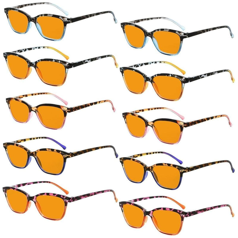 eyekeeper.com 10 Pack Orange Lens Cat Eye Blue Light Blocking Reading Glasses DS9111 Eyeglasses
