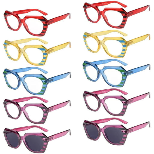 eyekeeper.com 10 Pack Oversized Cat Eye Reading Glasses Funky Readers R2135 Eyeglasses