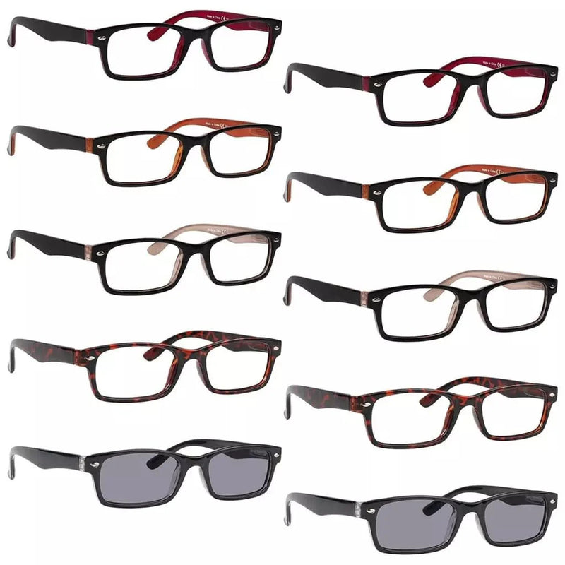 eyekeeper.com 10 Pack Vintage Reading Glasses Spring Hinges Readers R055 Eyeglasses