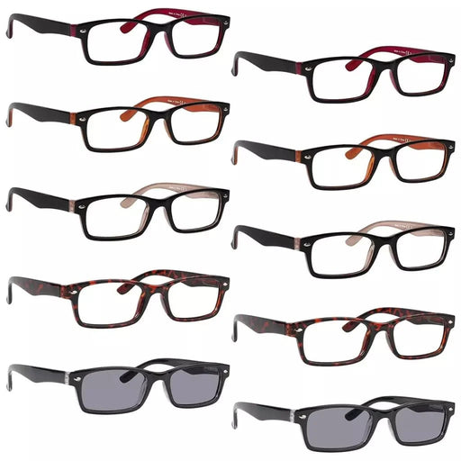 eyekeeper.com 10 Pack Vintage Reading Glasses Spring Hinges Readers R055 Eyeglasses