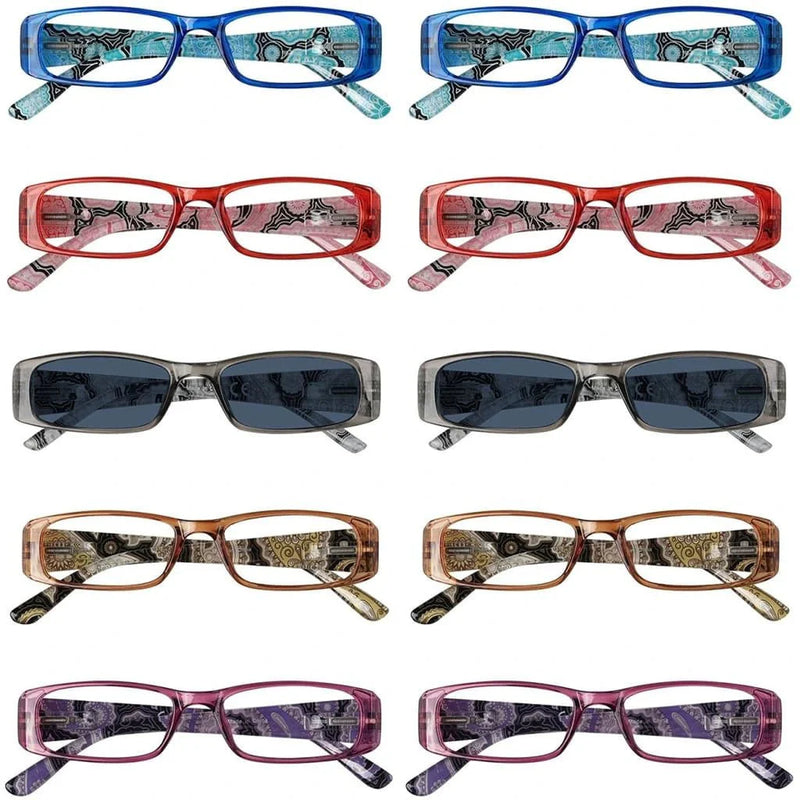 eyekeeper.com 10 Pack Tiger Patterned Temples Reading Glasses with Spring Hinges R006A Eyeglasses