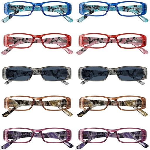 eyekeeper.com 10 Pack Tiger Patterned Temples Reading Glasses with Spring Hinges R006A Eyeglasses