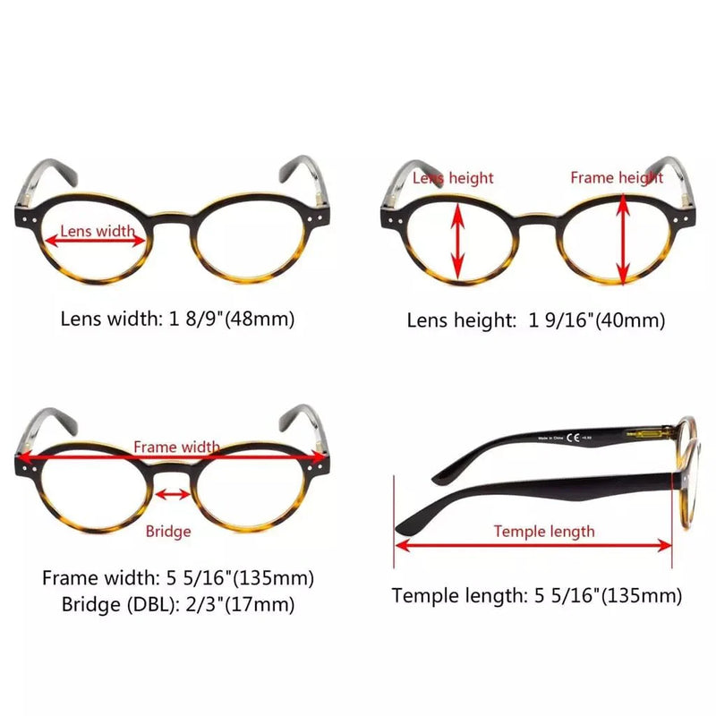 eyekeeper.com 10 Pack Vintage Round Reading Glasses Retro Readers R070 Eyeglasses