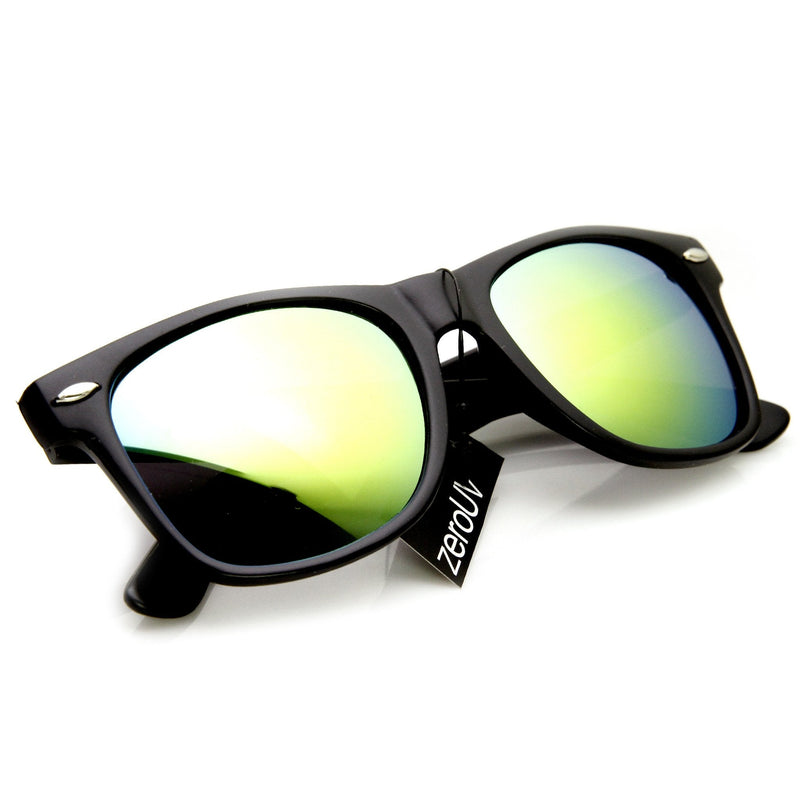 zeroUV Retro Matte Black Horned Rim Flash Colored Lens Sunglasses 58mm 8025 Sunglasses