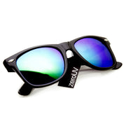 zeroUV Retro Matte Black Horned Rim Flash Colored Lens Sunglasses 58mm 8025 Sunglasses