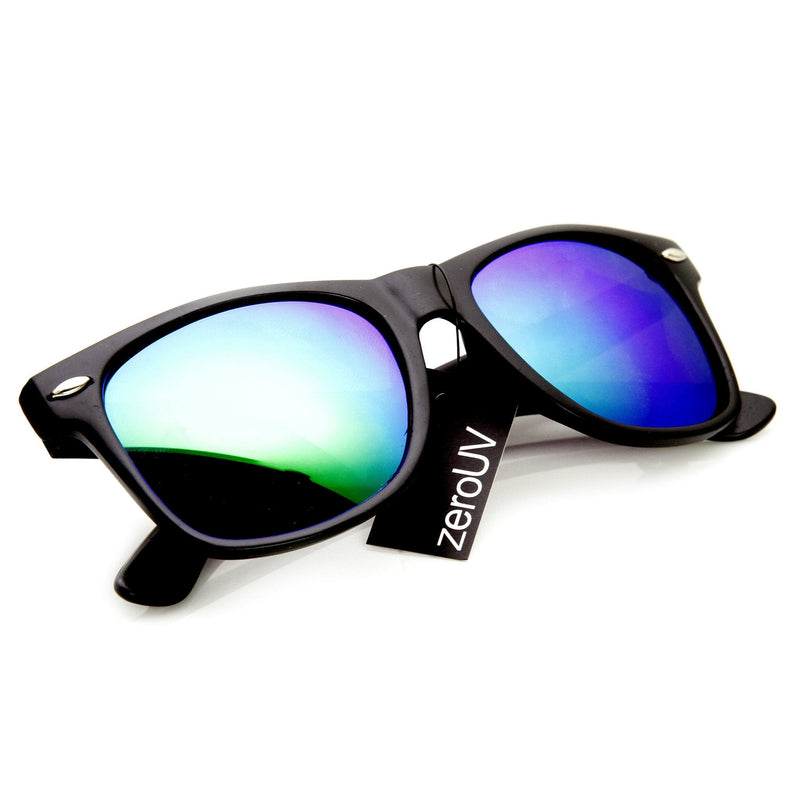 zeroUV Retro Matte Black Horned Rim Flash Colored Lens Sunglasses 58mm 8025 Sunglasses