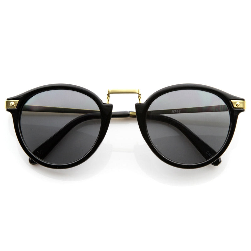 zeroUV Vintage Steampunk Inspired Round Horned Rim Frame Sunglasses 8591 Sunglasses