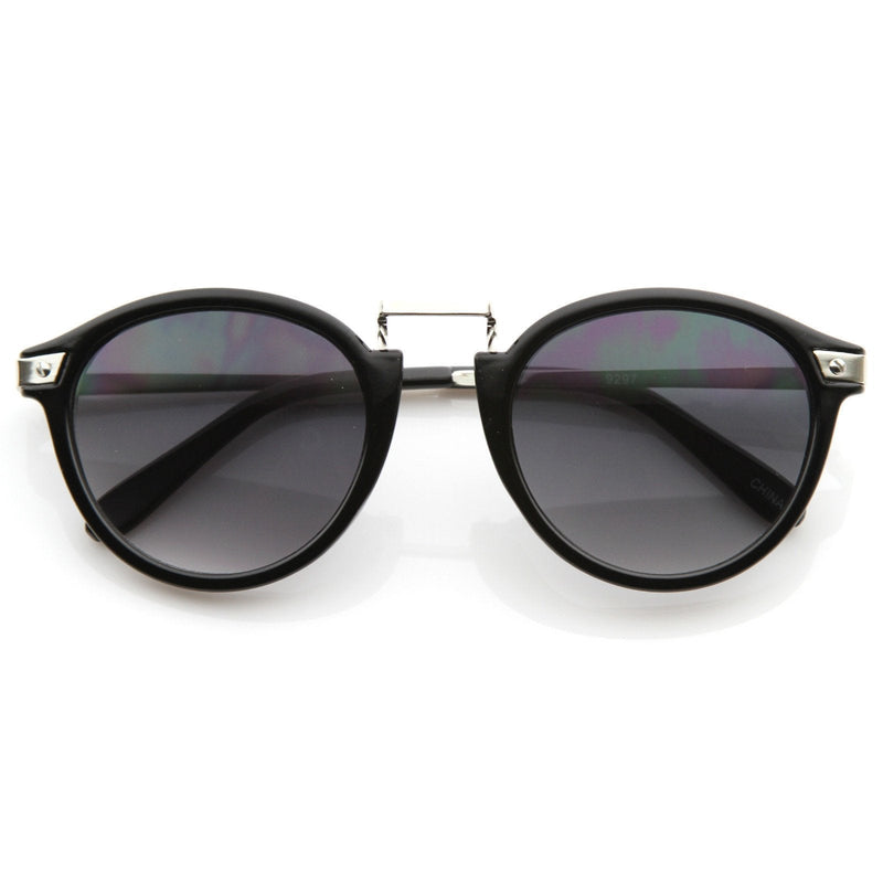 zeroUV Vintage Steampunk Inspired Round Horned Rim Frame Sunglasses 8591 Sunglasses