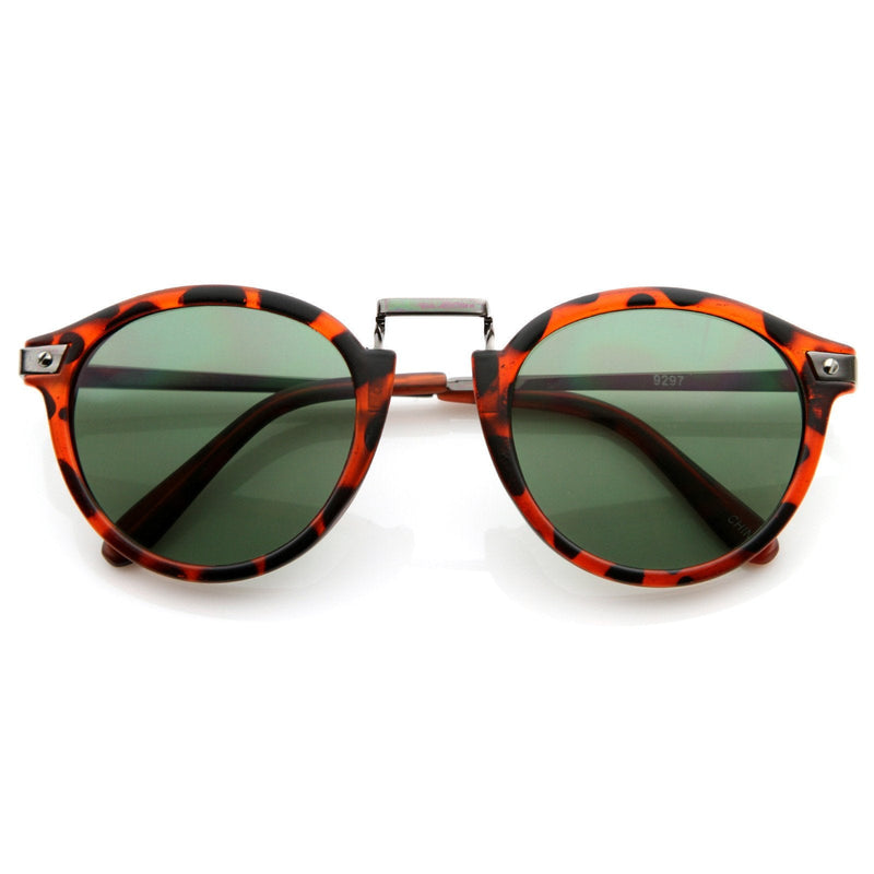zeroUV Vintage Steampunk Inspired Round Horned Rim Frame Sunglasses 8591 Sunglasses