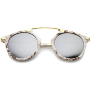 zeroUV Arched Marble Pattern P3 Mirrored Lens Round Sunglasses A218 Sunglasses