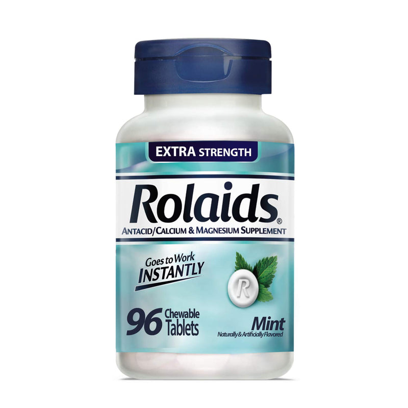 Rolaids Rolaids Antacid/Calcium & Magnesium Supplement, Extra Strength, Chewable Tablets, Mint Health & Beauty White Smoke