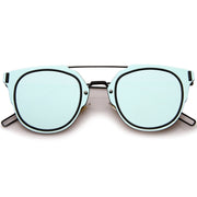zeroUV Minimal Wire Inner Rim Flat Color Mirror Lens Sunglasses A361 Sunglasses