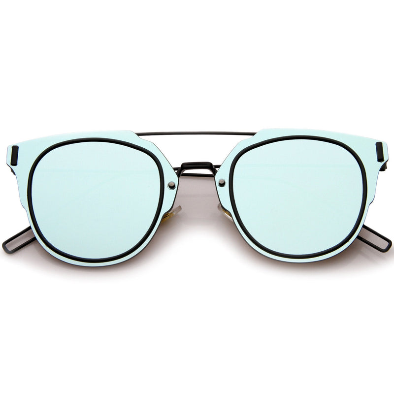 zeroUV Minimal Wire Inner Rim Flat Color Mirror Lens Sunglasses A361 Sunglasses