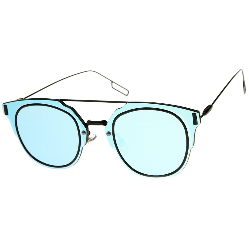 zeroUV Minimal Wire Inner Rim Flat Color Mirror Lens Sunglasses A361 Sunglasses
