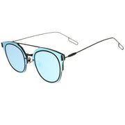 zeroUV Minimal Wire Inner Rim Flat Color Mirror Lens Sunglasses A361 Sunglasses