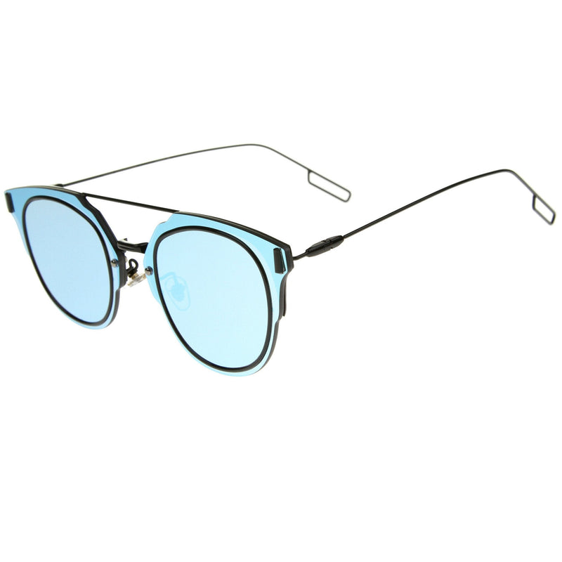 zeroUV Minimal Wire Inner Rim Flat Color Mirror Lens Sunglasses A361 Sunglasses