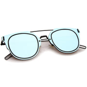 zeroUV Minimal Wire Inner Rim Flat Color Mirror Lens Sunglasses A361 Sunglasses