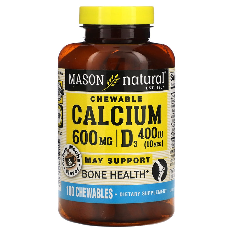 Mason Natural Mason Natural® Calcium 600 mg + D3 – Coffee Mocha Flavor (100 Chewable Tablets) Vitamins & Supplements