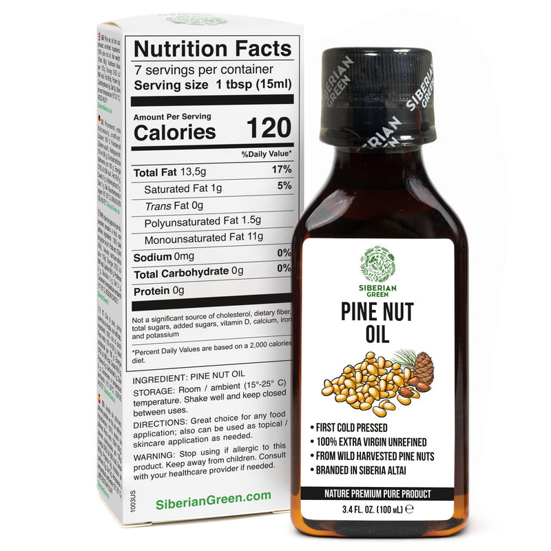 SiberianGreen.com Extra Virgin Siberian Pine Nut Oil – 100% Pure & Cold Pressed Cooking Oils White Smoke
