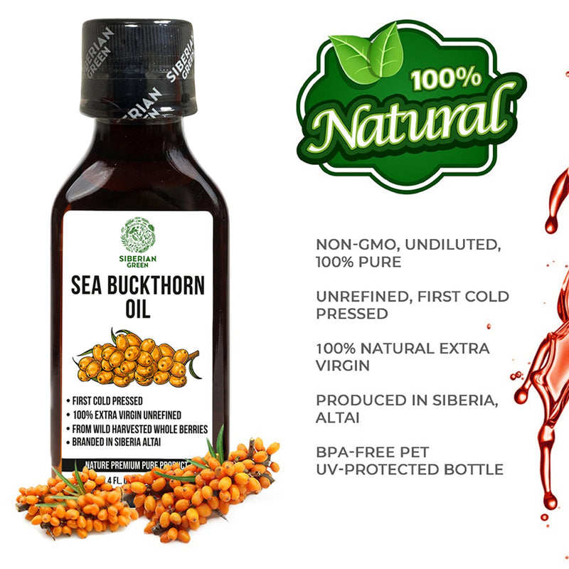 SiberianGreen.com Siberian Sea Buckthorn Oil | 100% Extra Virgin Cold Pressed | 100ml Cooking Oils