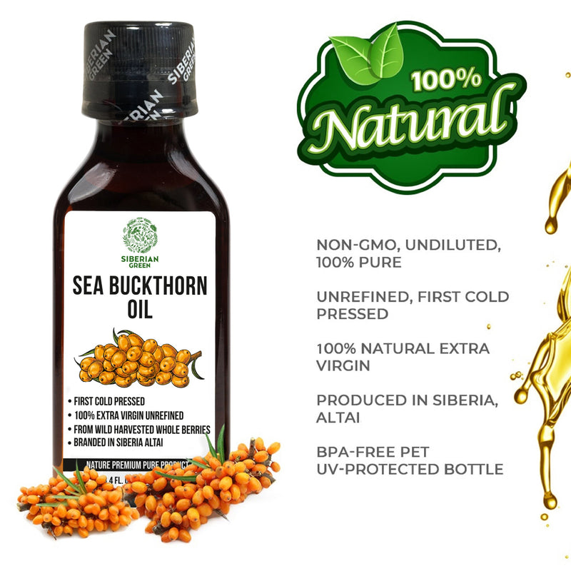 SiberianGreen.com Siberian Sea Buckthorn Oil | 100% Extra Virgin Cold Pressed | 100ml Cooking Oils