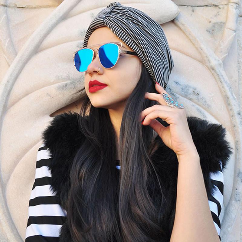 zeroUV Modern Metal Crossbar Mirrored Lens Flat Front Sunglasses A145 Sunglasses