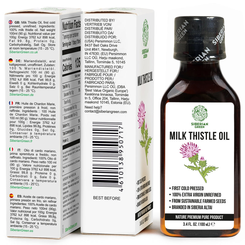 SiberianGreen.com Milk Thistle Oil 100ml | Best Silymarin Supplement for Health Cooking Oils